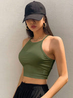 Solid Color Halter Top Going Out Tops Tank Tops
