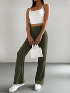 Solid Color High Waisted Pants