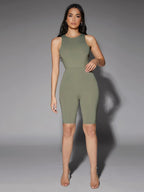 Solid Slim Fit Round Neck Tank Bodysuit