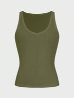 Casual Versatile Solid Color Knit Sports Tank Top