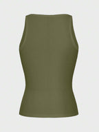 Casual Versatile Solid Color Knit Sports Tank Top