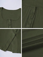 French Style Square Neck Sleeveless Slit Knit Tank Top