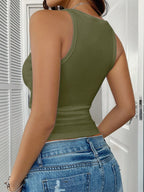 Casual Versatile Solid Color Knit Sports Tank Top
