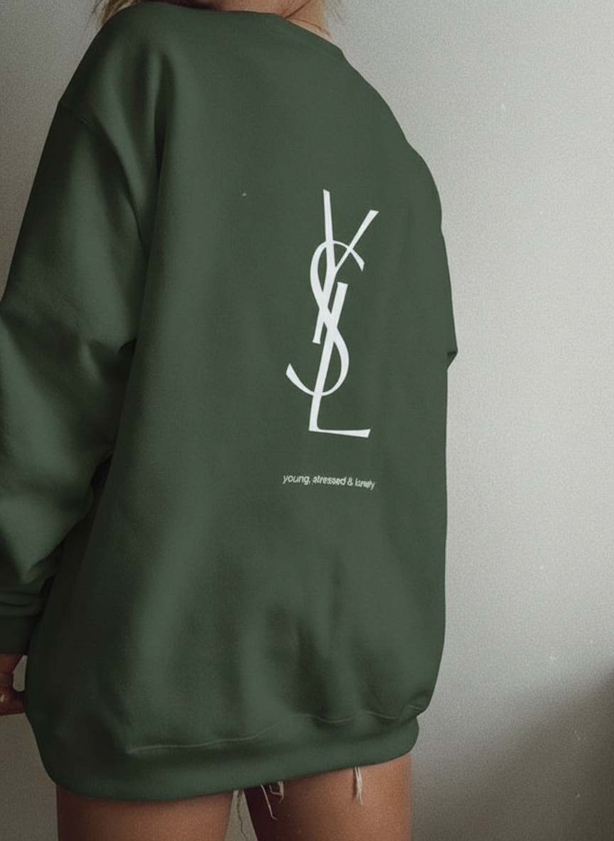 Letter Graphic Thermal Sweatshirt with Letter Print Yves Saint Laurent Long-Sleeve Top