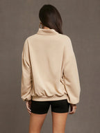 Letter Graphic Quarter Zip Drop Shoulder Sweatshirt, Long Sleeve Tops