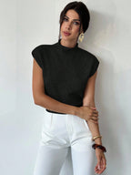 High Neck Loose Casual Versatile Sleeveless Knit Sweater