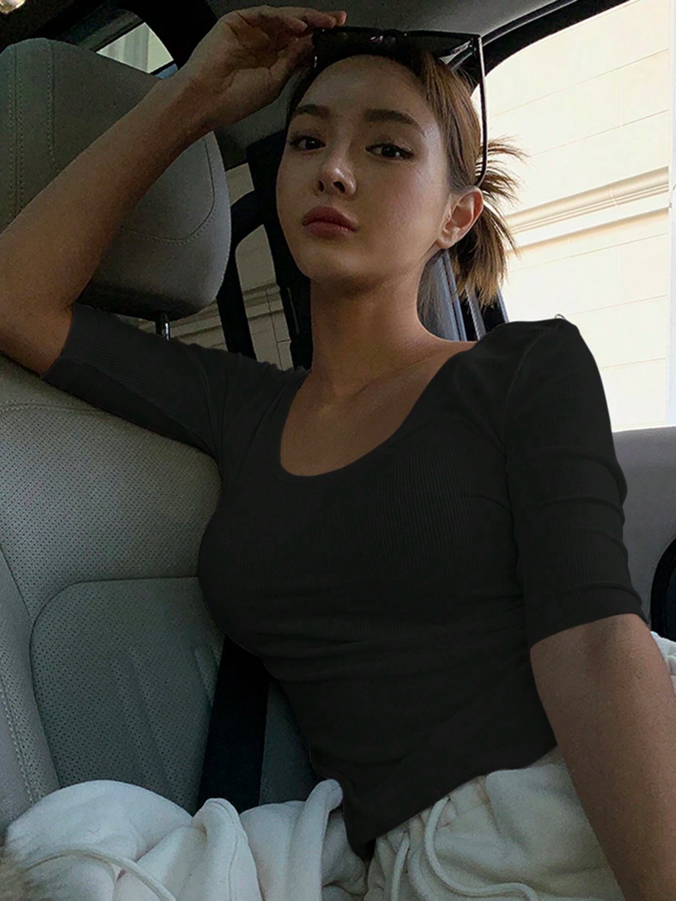 Summer Solid Color Round Neck Short Sleeve Slim Fit T-Shirt