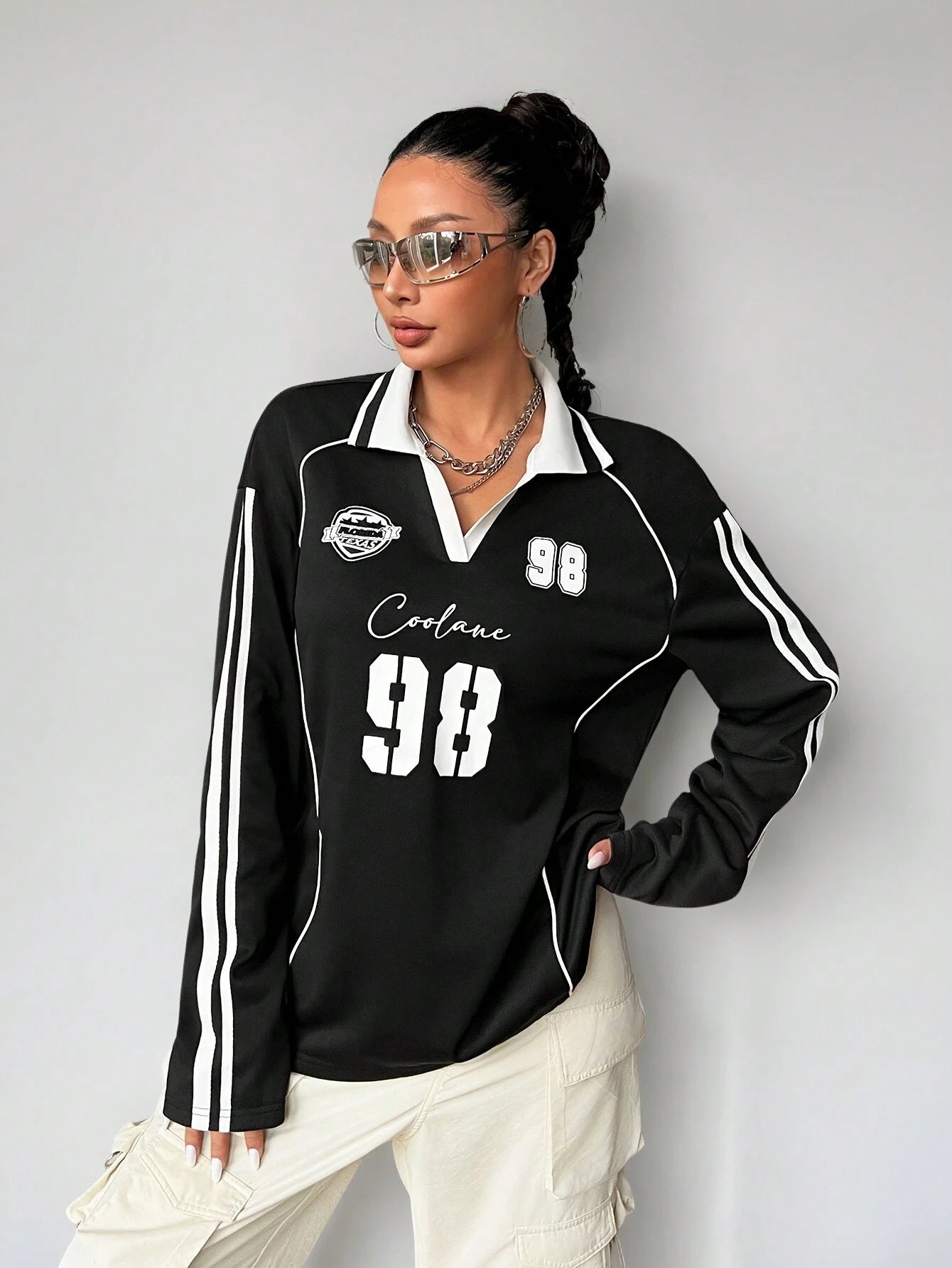 Sportswear Graphics White Over Size Long Sleeve Jersey T-Shirt