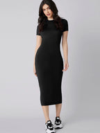 Solid Mock Neck Bodycon Dress