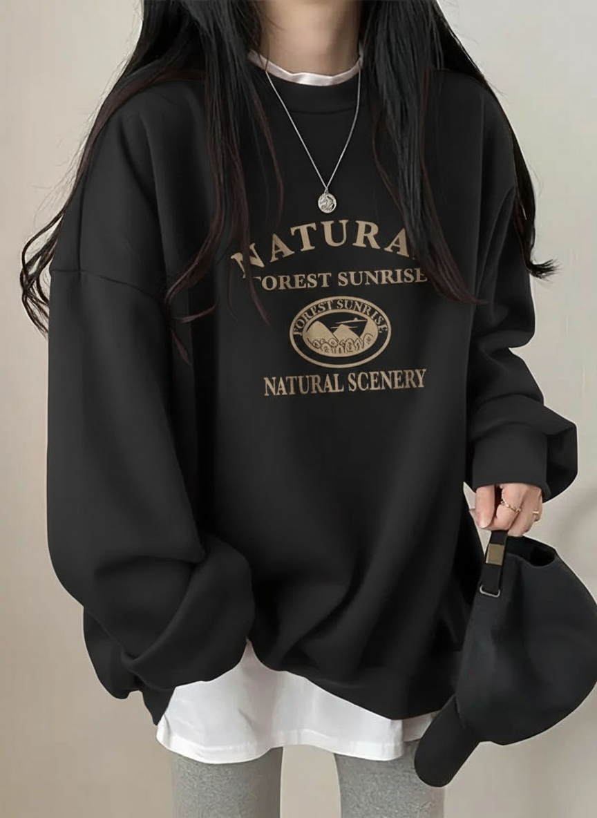 Women's Hip-Hop Thermal Sweatshirt with Letter Print – Slimming Long-Sleeve Top for Ultimate Fall Style!