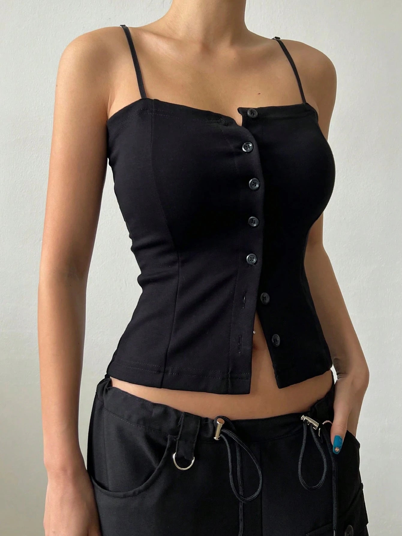 Button Front Cami Top For Women