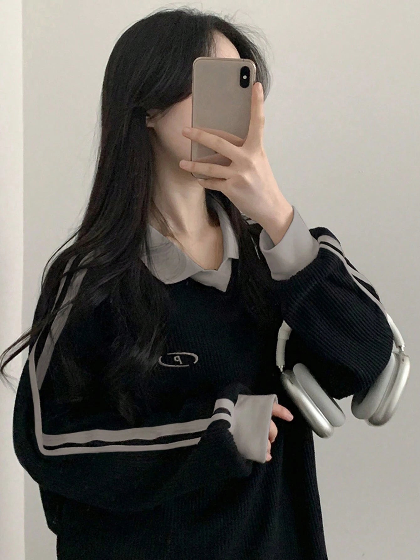 Contrast Color Block Striped Long Sleeve Casual Letter Print Sweatshirt, Collegiate Style, Long Sleeve Tops