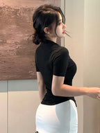 Slim Fit Casual Turndown Collar Short Sleeve T-Shirt