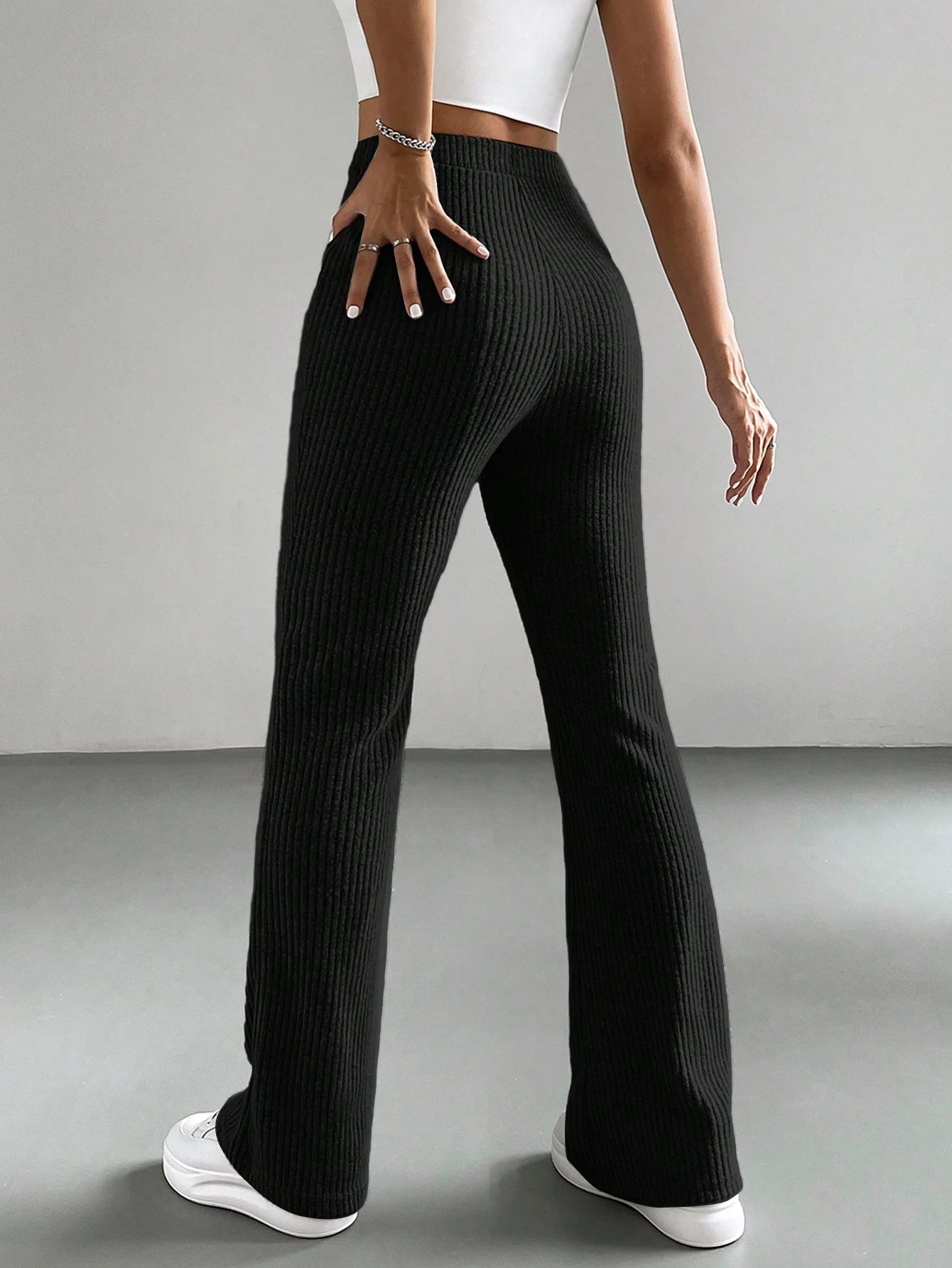 Solid Color High Waisted Pants