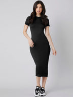 Solid Mock Neck Bodycon Dress
