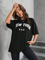 Minimalist English Printed Casual Street Style T-Shirt Graphic Tees Women Tops