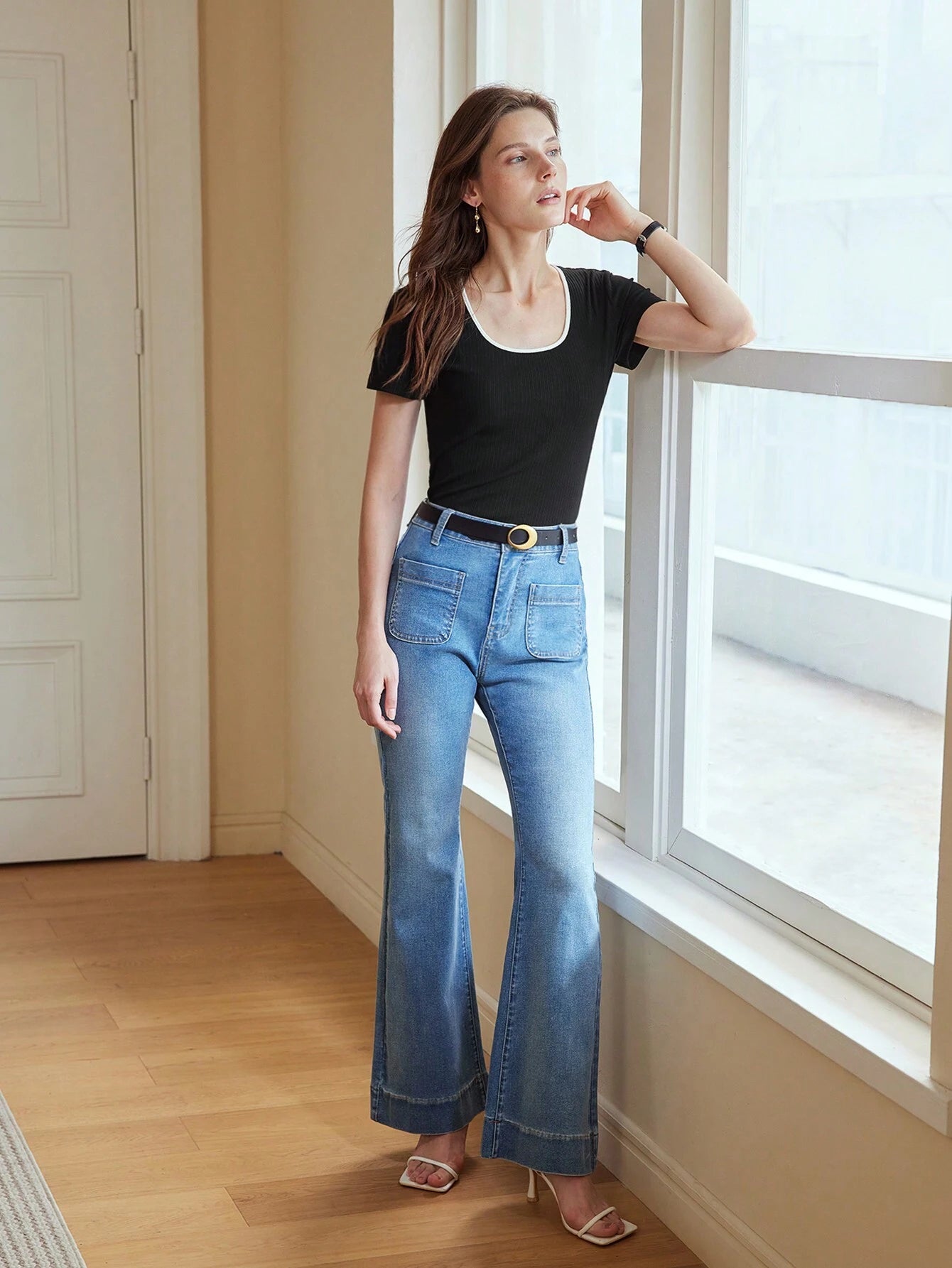 PREMIUM CONTRAST TRIM RIBBED T-SHIRT