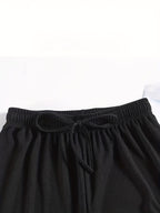 High-Waisted Wide-Leg Pants Straight Leg with Drawstring Waist