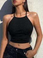 Solid Color Halter Top Going Out Tops Tank Tops