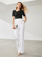 Solid Asymmetrical Neck Slim Fit Tee