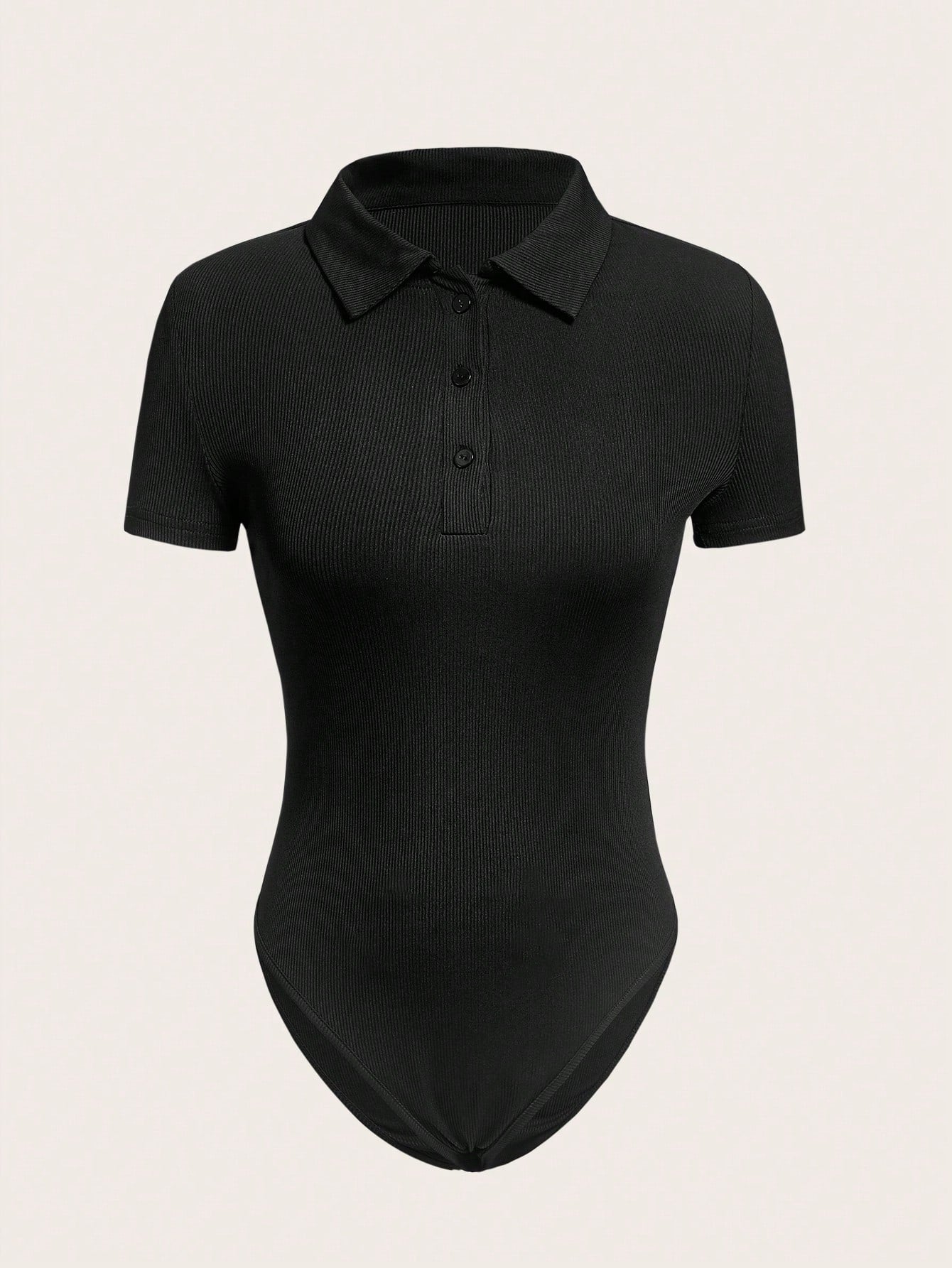 Casual Solid Color Stand Collar Bodysuit