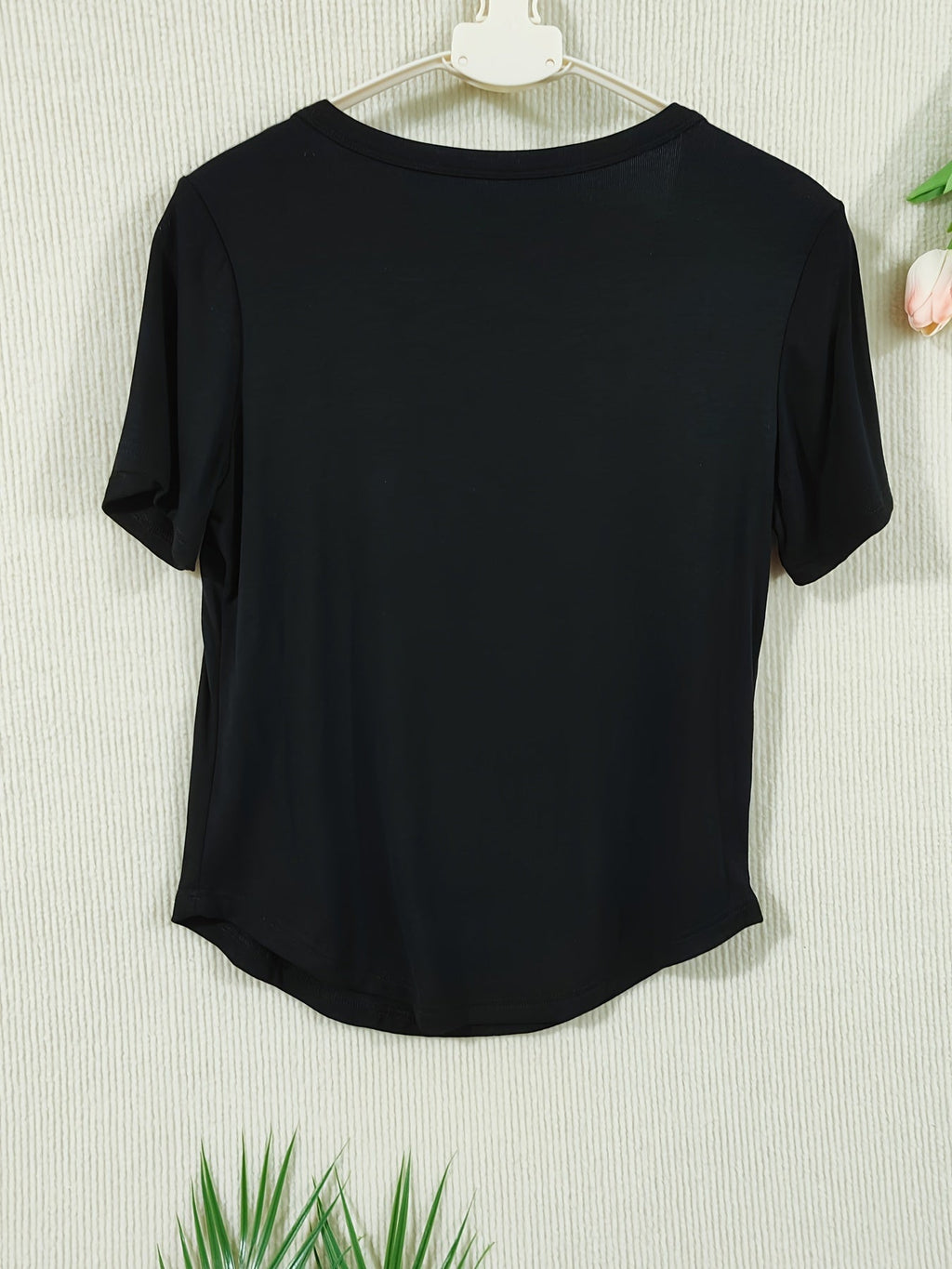 Short Sleeve Crew Neck Casual Solid Color T-Shirt, Slim Fit