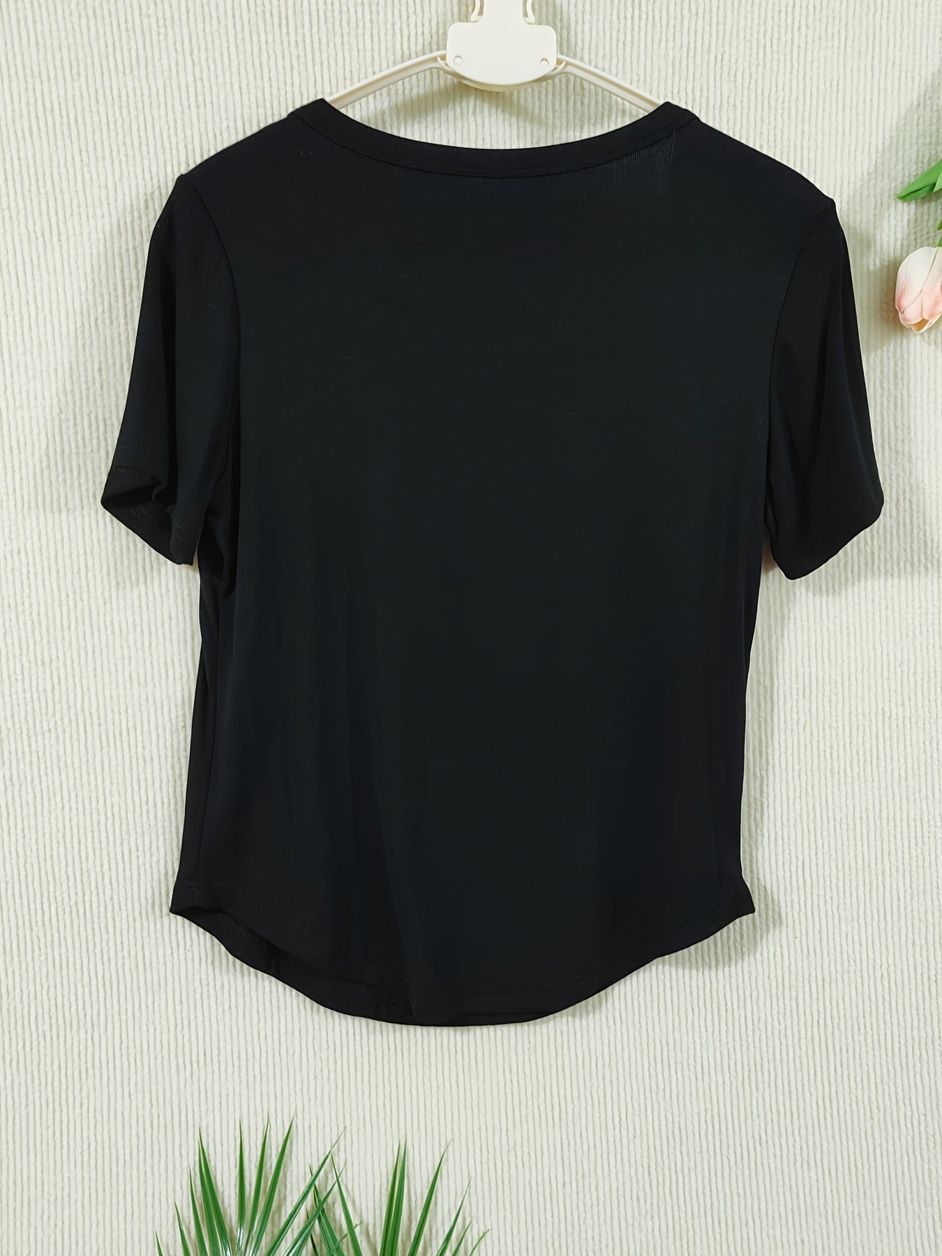 Short Sleeve Crew Neck Casual Solid Color T-Shirt, Slim Fit
