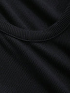 Solid Color Ribbed Slim Fit Long Sleeve T-Shirt