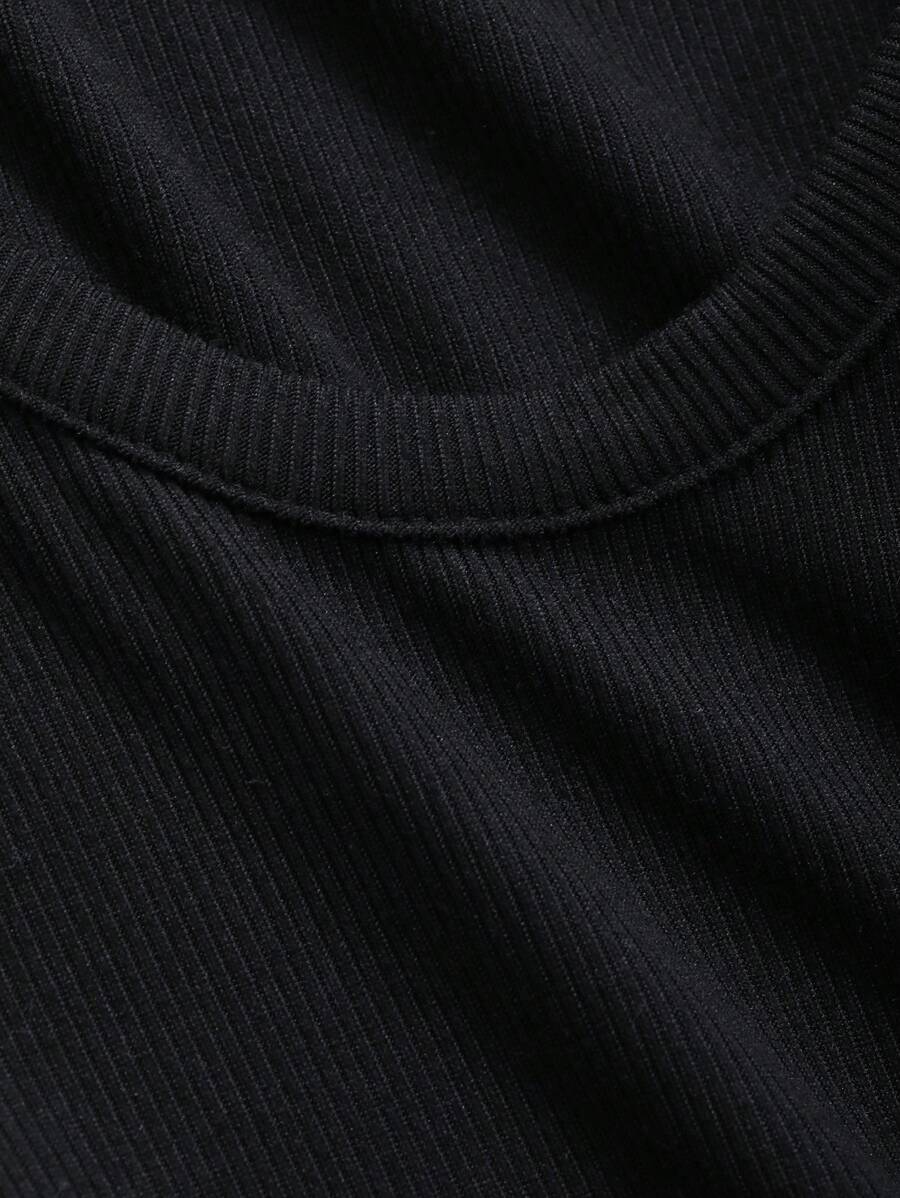 Solid Color Ribbed Slim Fit Long Sleeve T-Shirt