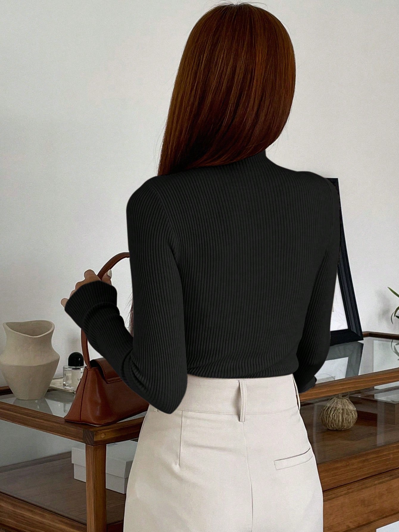 Stand Collar Long Sleeve Hollow Pullover Tops