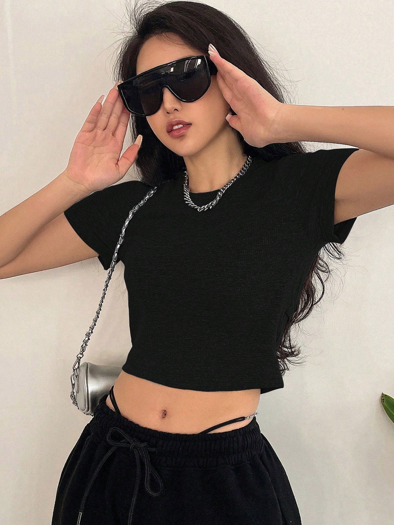 Cut Out Back Crop Tee Going Out Tops