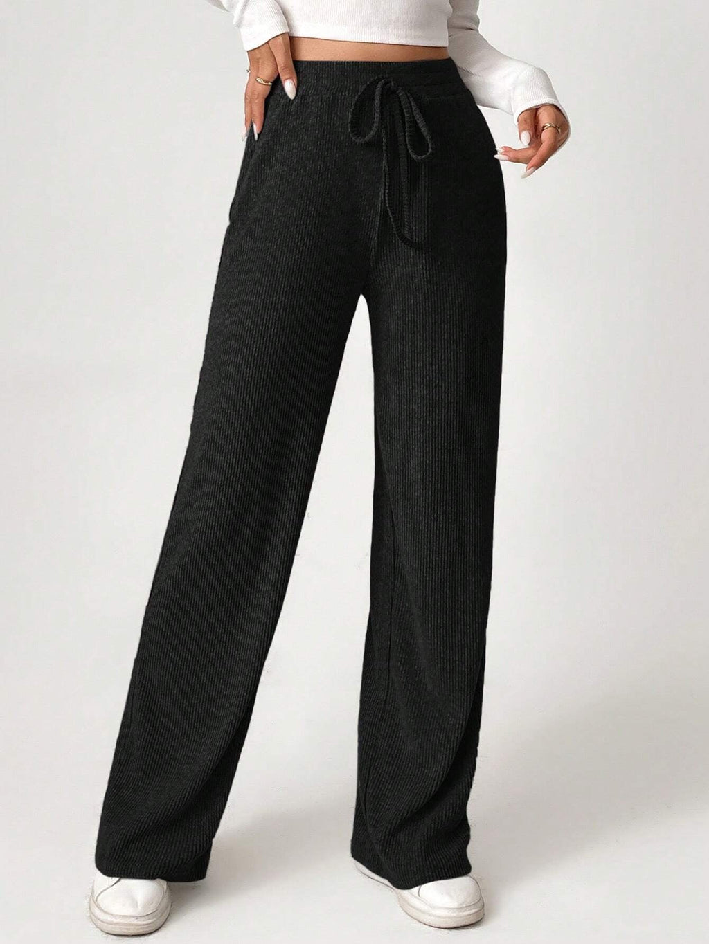 Solid Drawstring Slant Pocket Sweatpants