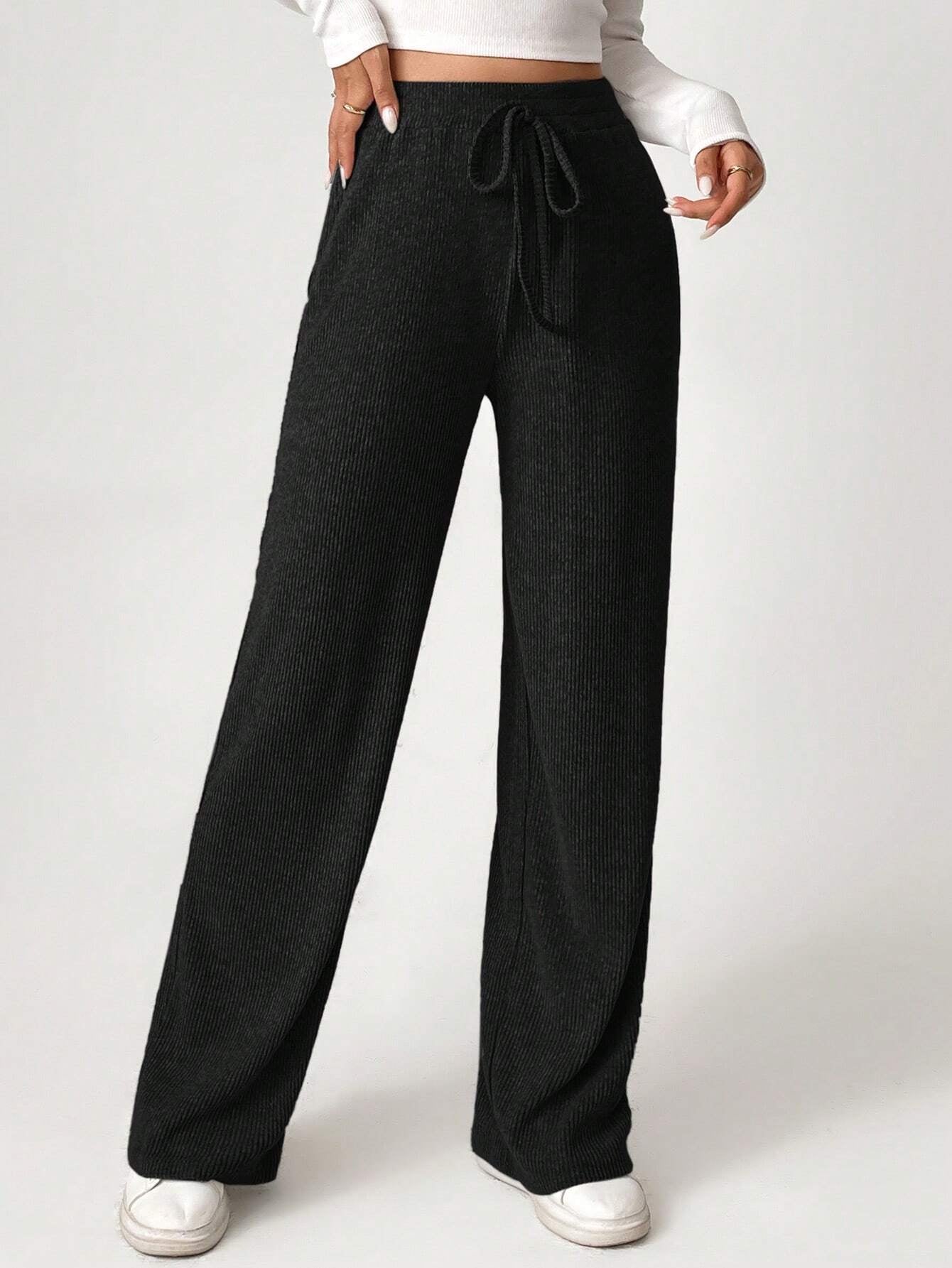 Solid Drawstring Slant Pocket Sweatpants