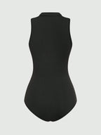 Casual Solid Color Stand Collar Bodysuit