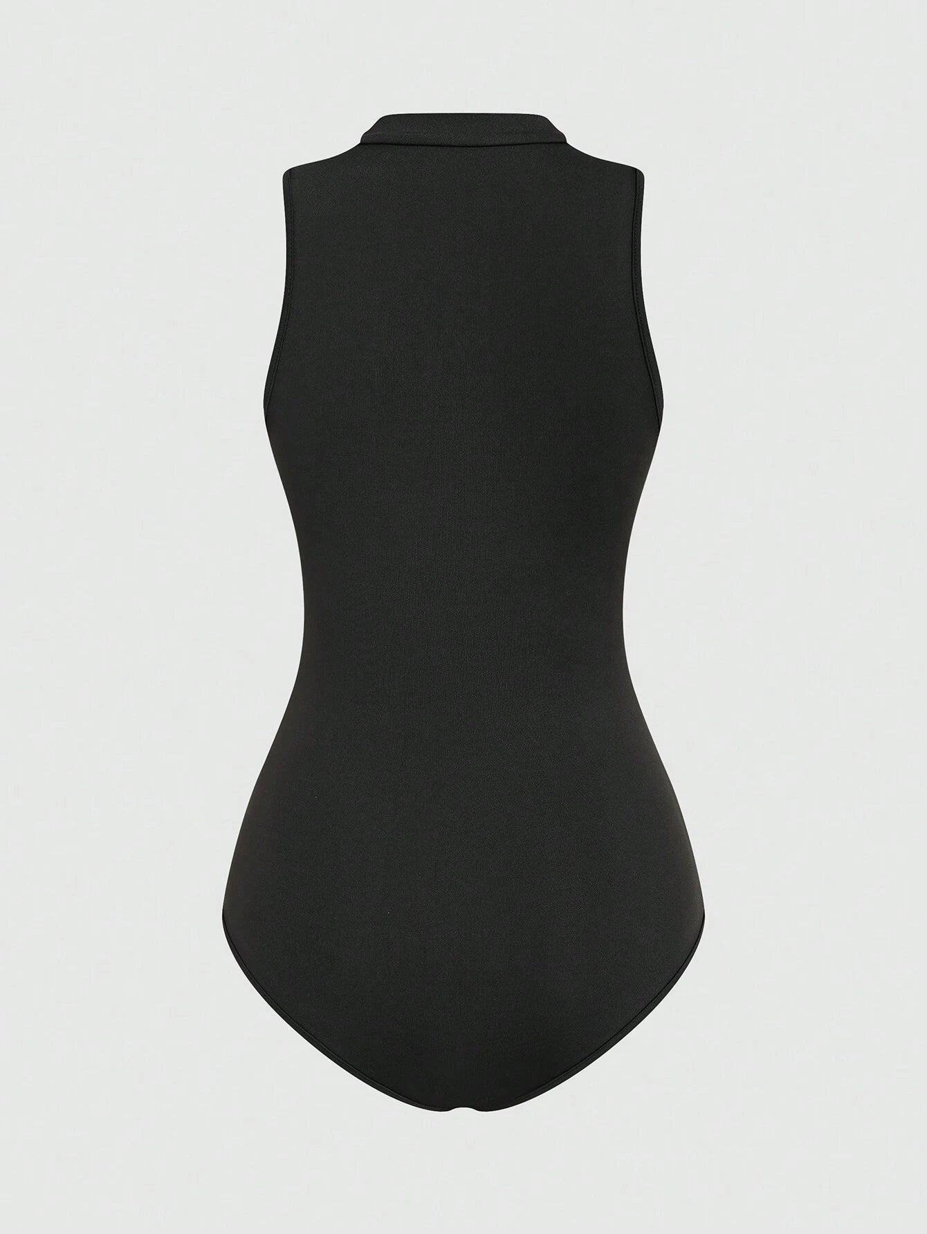 Casual Solid Color Stand Collar Bodysuit