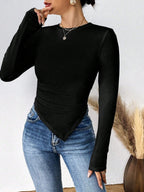 Solid Asymmetrical Hem Tee