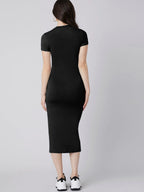 Solid Mock Neck Bodycon Dress