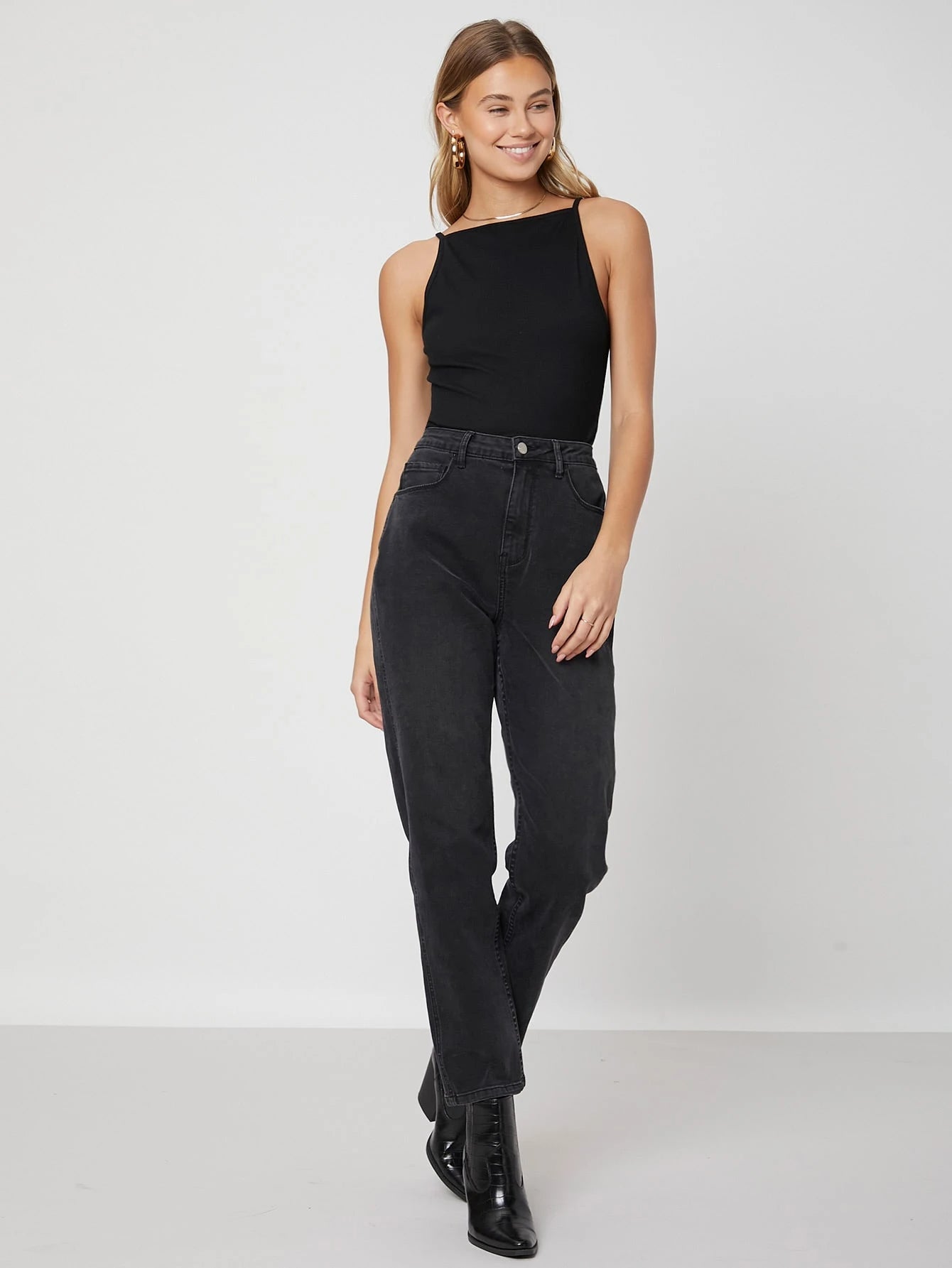 Sleeveless Top with Fine Shoulder Straps