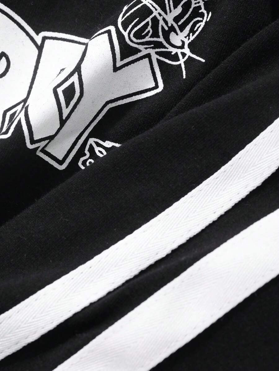 TOM AND JERRY X DAZY Women's Casual Loose Fit 3/4 Sleeve Letter Print Sport T-Shirt