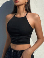 Solid Color Halter Top Going Out Tops Tank Tops