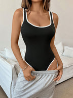 Contrast Binding Tight Tank Bodysuit