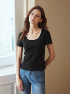 PREMIUM CONTRAST TRIM RIBBED T-SHIRT