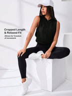 Cut Out Drawstring Sports Hoodie Cropped Hoodie