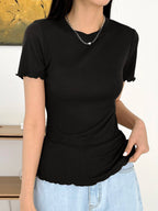 Lettuce Trim Ribbed Knit Tee Summer