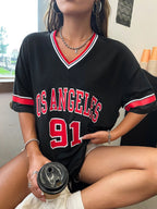 Loose-Fit V-Neck Drop-Shoulder T-Shirt
