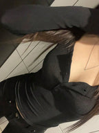 Solid Color Slim Fit Half-Placket Buttoned Long Sleeve T-Shirt