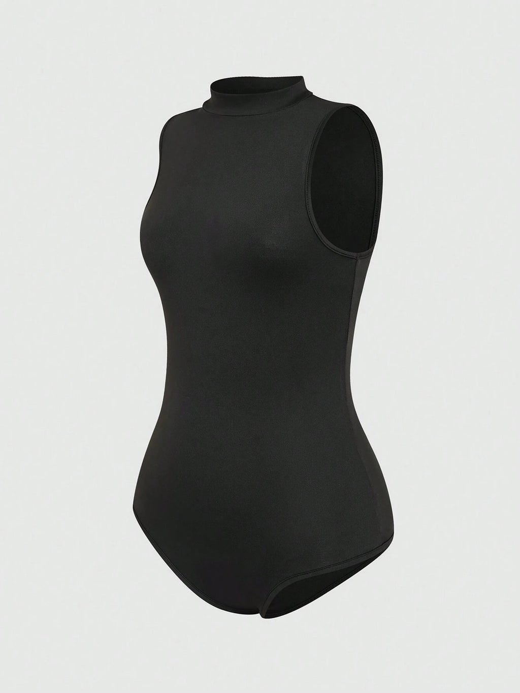 Casual Solid Color Stand Collar Bodysuit