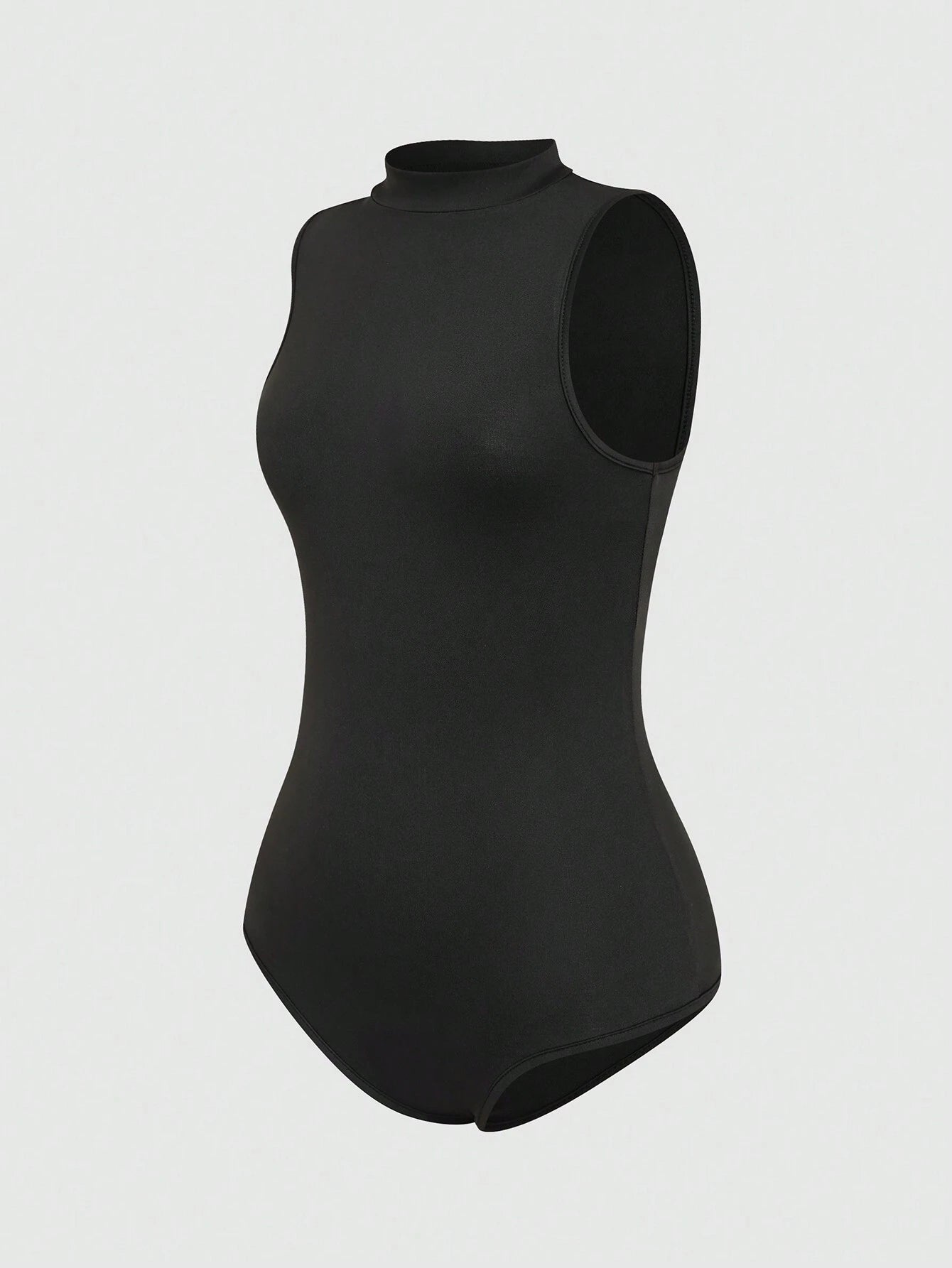 Casual Solid Color Stand Collar Bodysuit