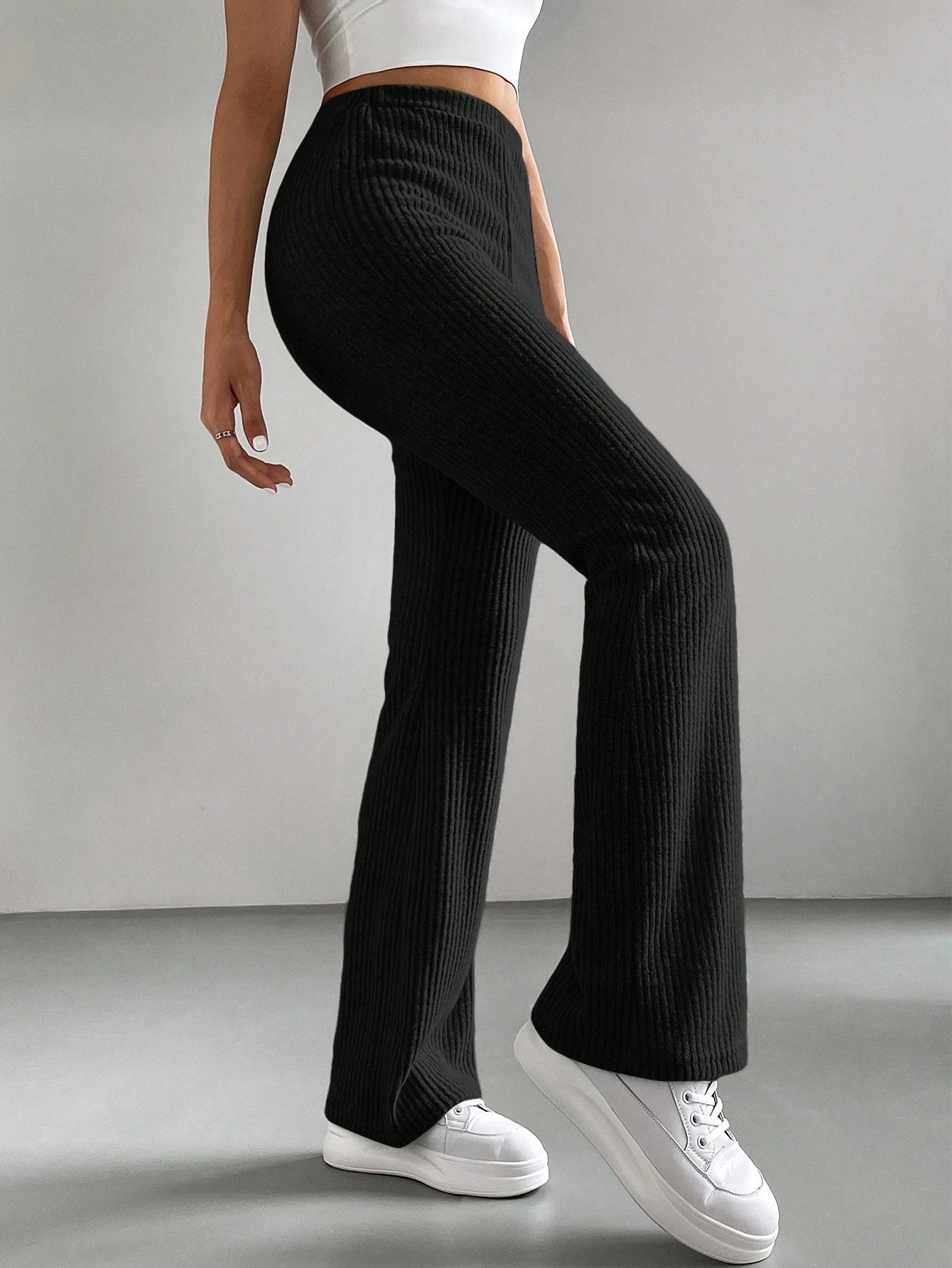 Solid Color High Waisted Pants