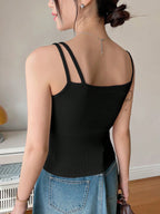 Plain Color Casual Versatile Asymmetrical Camisole